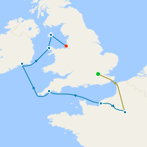 France, Ireland & British Isles from Le Havre to Liverpool with Eurostar and Paris Stay 
