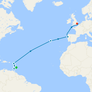 Caribbean Highlights & Atlantic Discovery from Barbados to London Tilbury | Manchester Flights Included