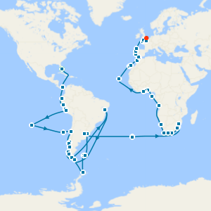 Cape to Cape World Cruise to Dover with Two Night Miami Beach Stay 