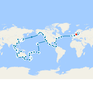 World Cruise from San Diego to Copenhagen with Stay