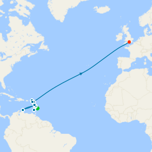 Caribbean Highlights & Atlantic Discovery from Barbados to Portsmouth | London Heathrow Flights Included