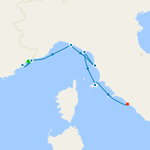 French Riviera and Italian coast from Nice to Rome