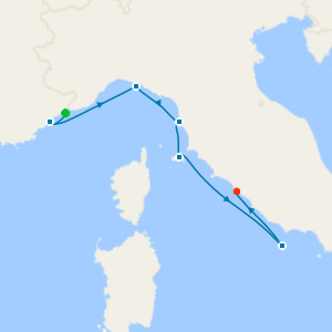 French Riviera and Italian coast from Monte Carlo to Rome (Civitavecchia)