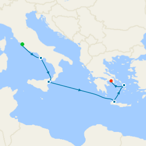 Mediterranean and Greek Islands from Rome (Civitavecchia) to Athens (Piraeus)