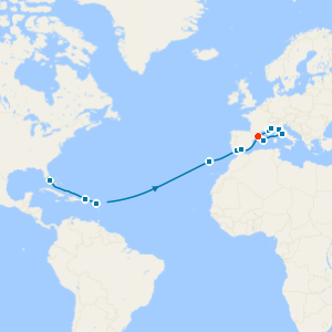 A Grand Journey of Tropical Shores, Historic Streets & Renaissance Wonders from Miami to Barcelona - Fly Cruise
