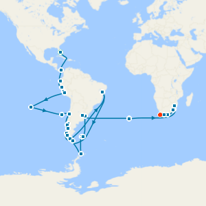 82 Day South America, Antarctica, South Atlantic & Africa with Miami and Cape Town Stays