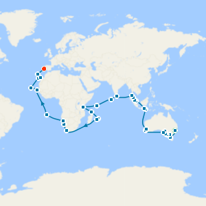 World Cruise: Australia, Indian Ocean to Europe with Sydney and Lisbon City Stays 
