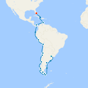 South American Capitals, Chilean Fjords & Panama Canal with Buenos Aires and Miami Beach Stays