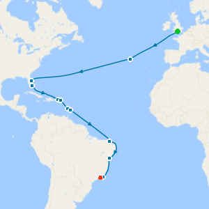 Southampton to Rio de Janeiro with a 2 night pre-cruise stay