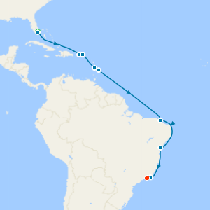 Caribbean & South America with Miami Beach and Rio de Janeiro Stays