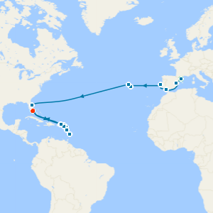 Spain, Portugal & Eastern Caribbean from Barcelona to Miami with a 2 night pre-cruise stay