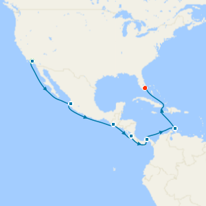 Pacific coast & Panama Canal Cruise with a 2 night pre-cruise stay in Los Angeles and a 2 night post-cruise stay in Miami Beach