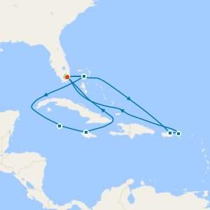 Western & Eastern Caribbean cruise from Miami with 1nt Stay