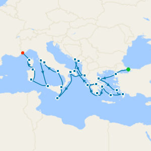 Mediterranean Gems: Greek Isles & Italian Explorer from Istanbul to Monte Carlo
