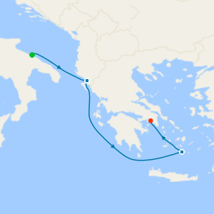 A Journey Through Ionian Beauty and Santorini Skies from Bari to Athens (Piraeus)