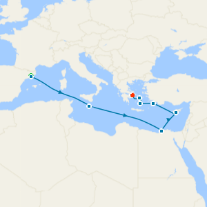 Greece, Egypt & Malta from Barcelona to Athens with a 2 night pre and post-cruise stay