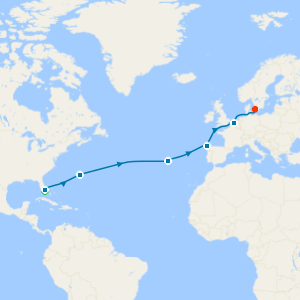 Bermuda, Portugal & Spain to Copenhagen with a 2 night pre-cruise stay in Miami Beach