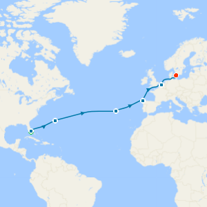 Bermuda, Portugal & Spain with a 2 night pre-cruise stay in Miami Beach and a 2 night post-cruise stay in Copenhagen