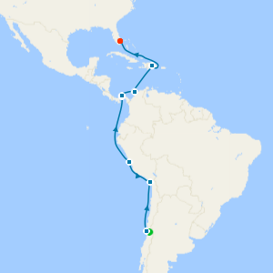 Panama Canal from Valparaiso to Ft. Lauderdale with Tow Night Santiago Hotel Stay 