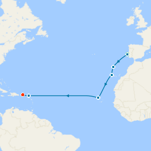 Atlantic Westbound Crossing with Lisbon and San Juan Hotel Stays 
