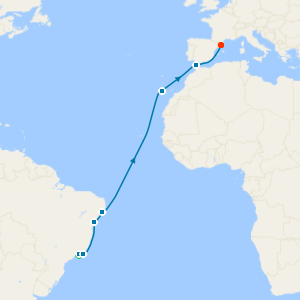 Grand Voyage from Rio de Janeiro to Barcelona with a 2 night pre cruise stay