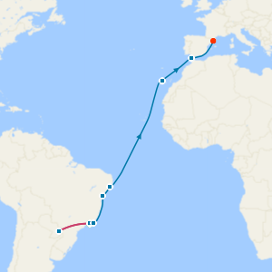 Iguazu Falls & Grand Voyage from Rio de Janeiro to Barcelona with Stays