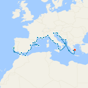 Mediterranean Gems: From Spanish Coasts to Greece with Two Night Lisbon City Stay 
