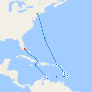 Southern Caribbean Islander with a 2 night pre-cruise stay in New York and a 2 night post-cruise stay in Miami Beach