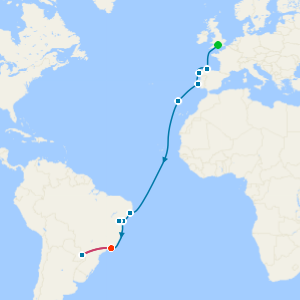 Grand Voyage from Southampton with Rio de Janeiro & Iguazu Falls Stays