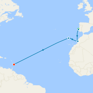 Atlantic Crossing with Two Night Pre and Post Lisbon and Barbados Stays 