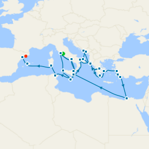 Mediterranean Gems & Exploring Egypt to Barcelona with Two Night Rome City Stay 