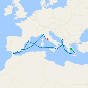 Mediterranean with Total Solar Eclipse from Athens