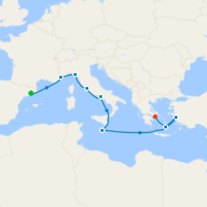 Italy, France & Greece from Barcelona