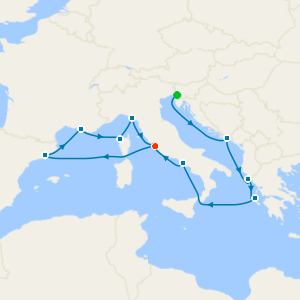 Mediterranean, Croatia & Greece from Trieste