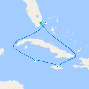 Western Caribbean & Bimini Beach Club from Miami